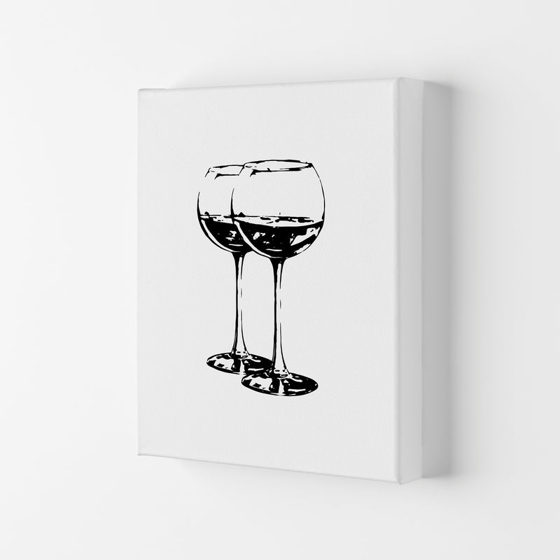 Black Wine Glasses Modern Print, Framed Kitchen Wall Art Canvas