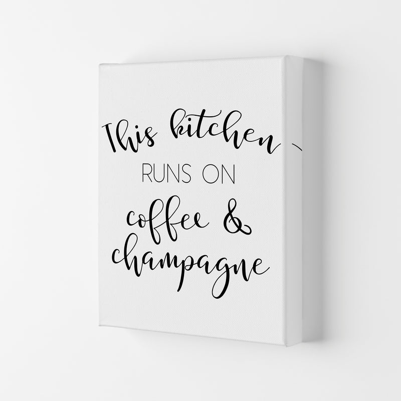 This Kitchen Runs On Coffee And Champagne Modern Print, Framed Kitchen Wall Art Canvas