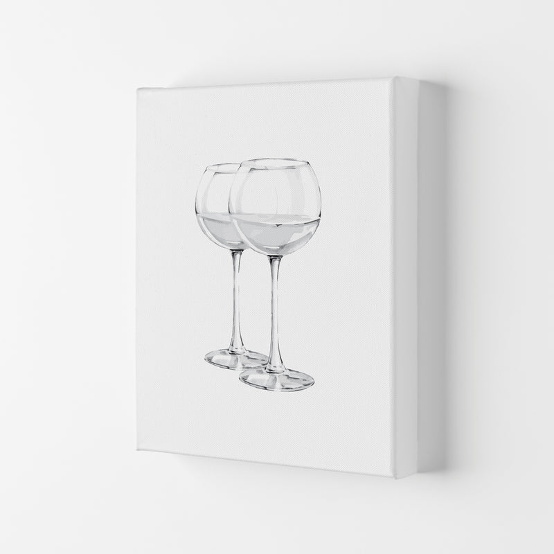 White Wine Glasses Modern Print, Framed Kitchen Wall Art Canvas