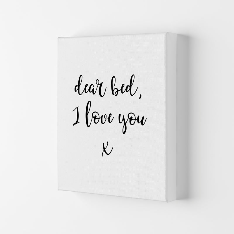 Dear Bed, I Love You Framed Typography Wall Art Print Canvas