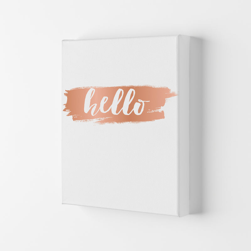 Hello Rose Gold Framed Typography Wall Art Print Canvas