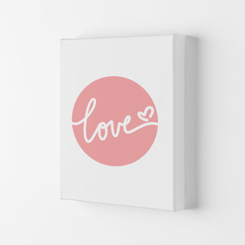 Love Pink Circle Framed Typography Wall Art Print Canvas