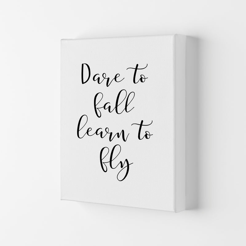 Dare To Fall Dream To Fly Framed Typography Wall Art Print Canvas