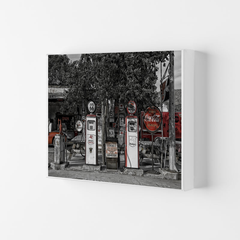 Retro Black And Red Gas Pumps Modern Print Canvas