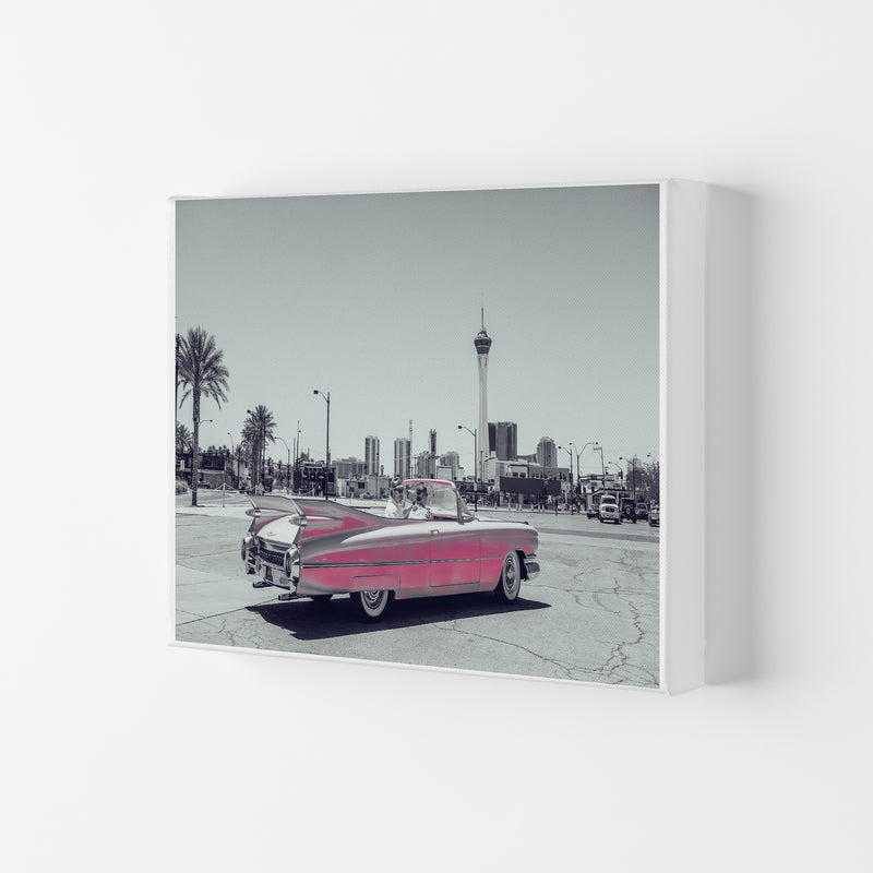 Retro Pink Car Modern Print Canvas