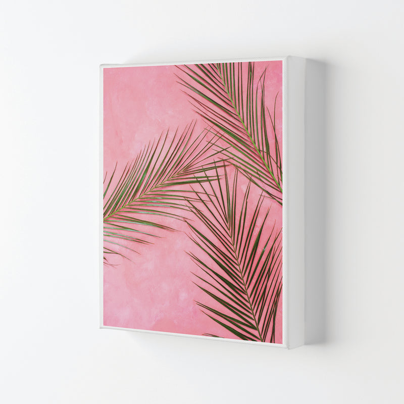 Pink Palm Leaves Modern Print, Framed Botanical & Nature Art Print Canvas