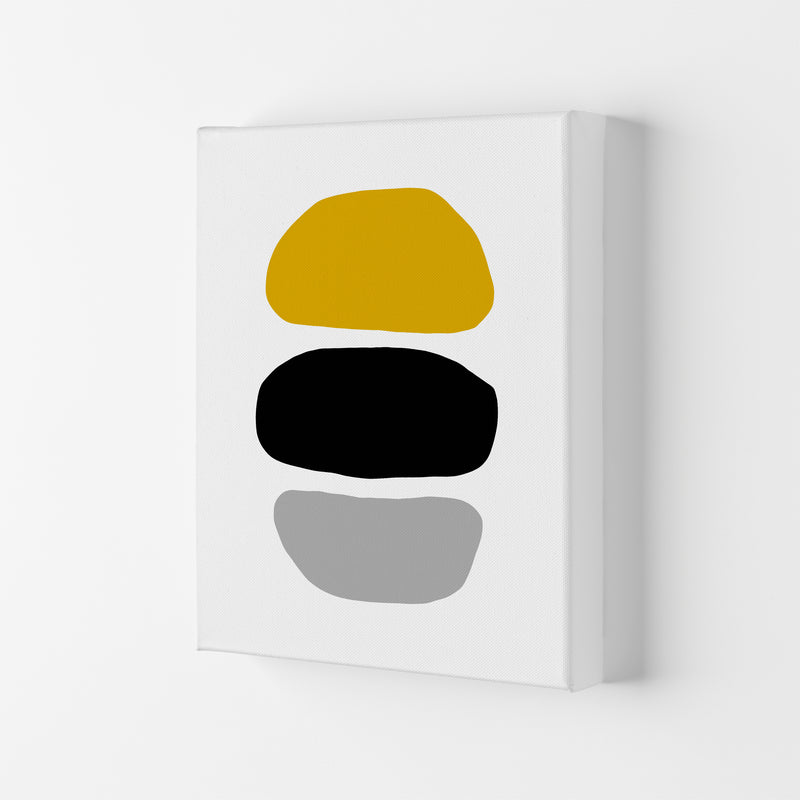 Mustard And Black Abstract Stones 2 Art Print by Pixy Paper Canvas