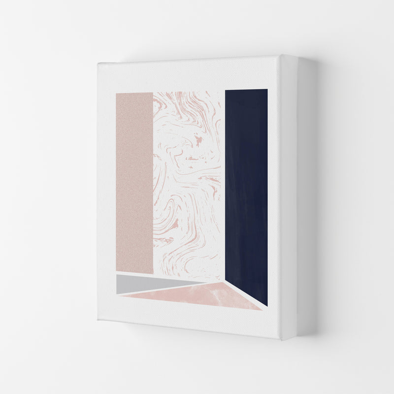 Navy And Marble Pink 2 Art Print by Pixy Paper Canvas