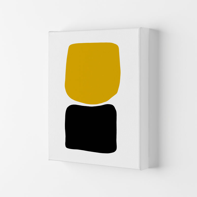 Mustard And Black Abstract Stones 3 Art Print by Pixy Paper Canvas