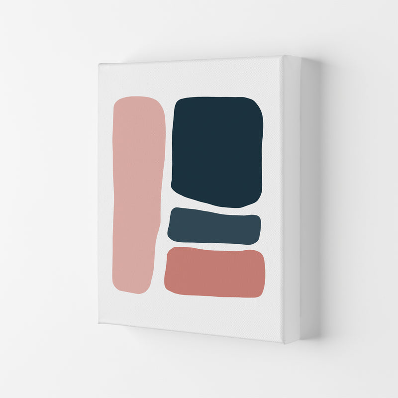 Pink And Navy Abstract Stones 3 Art Print by Pixy Paper Canvas