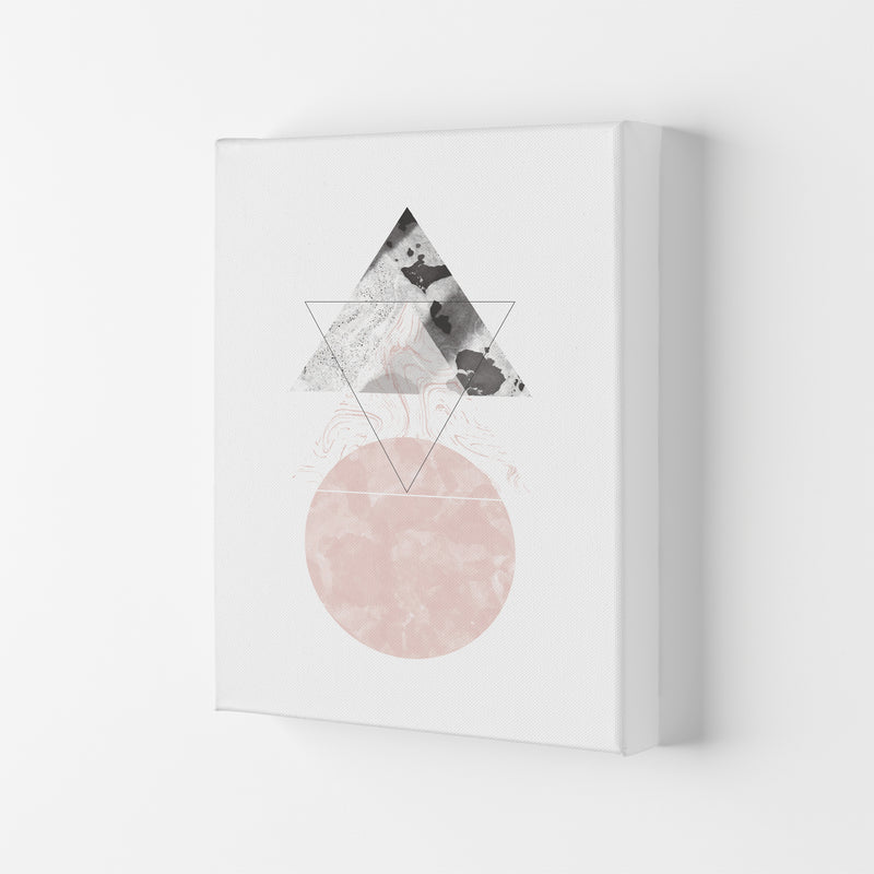 Marble Triangle And Circle Black And Pink Abstract  Art Print by Pixy Paper Canvas