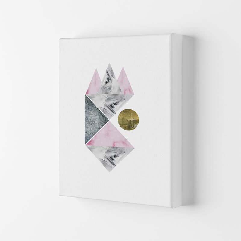 Luna Side Moon Pink And Grey Triangles Abstract  Art Print by Pixy Paper Canvas