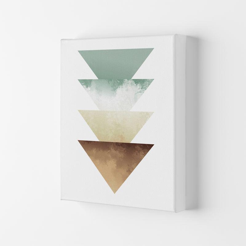 Green And Beige Watercolour Triangles Abstract  Art Print by Pixy Paper Canvas