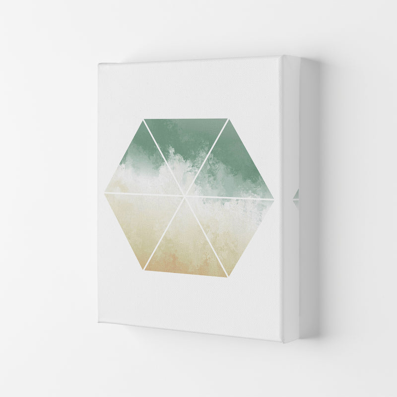 Green And Beige Watercolour Hexagon Abstract  Art Print by Pixy Paper Canvas