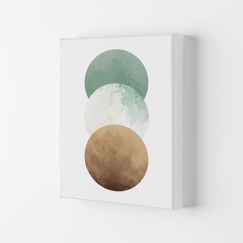 Green And Beige Watercolour Circles Abstract  Art Print by Pixy Paper Canvas