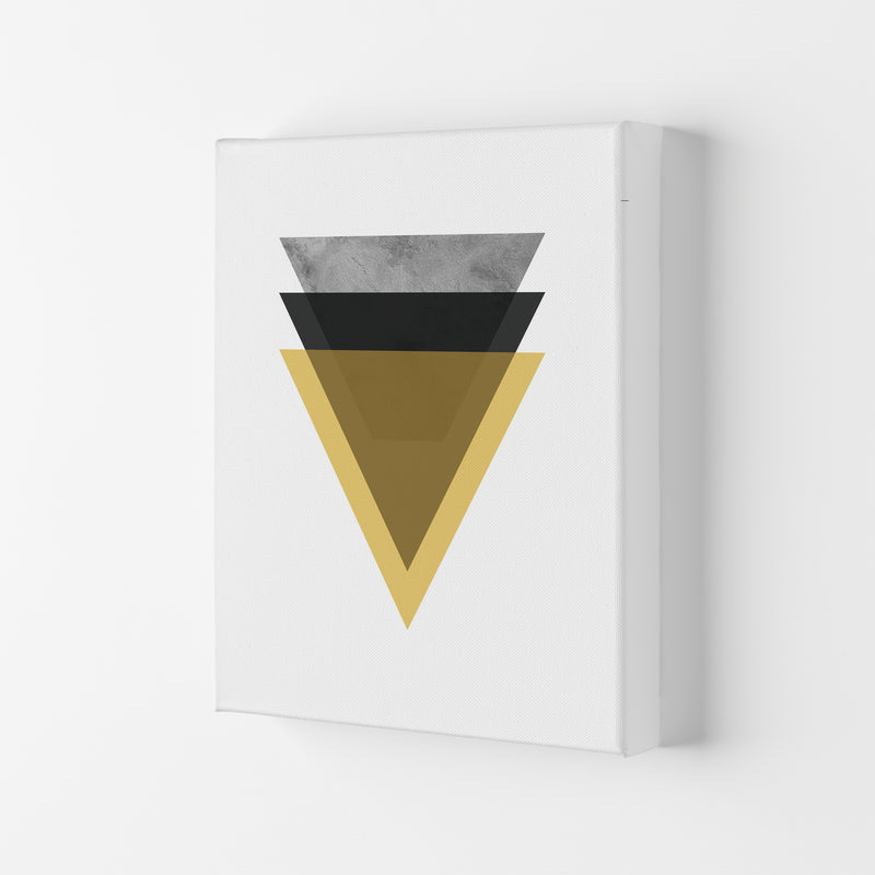 Geometric Mustard And Black Triangles  Art Print by Pixy Paper Canvas