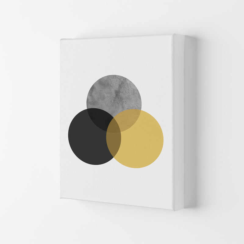Geometric Mustard And Black Circles  Art Print by Pixy Paper Canvas