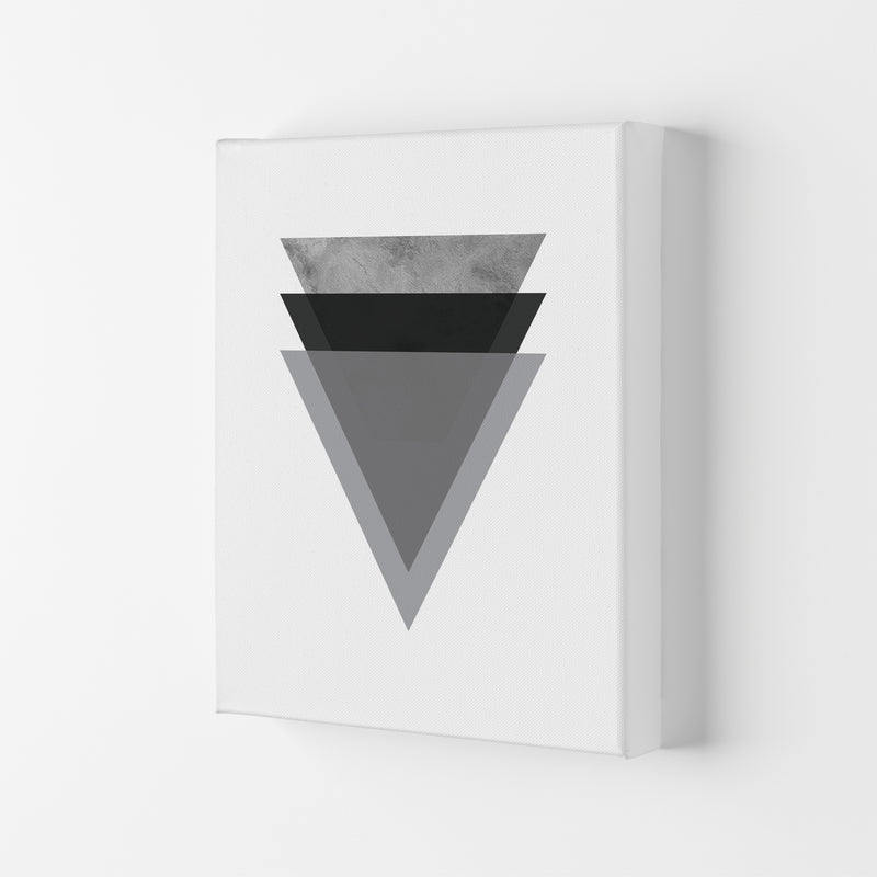 Geometric Grey And Black Triangles  Art Print by Pixy Paper Canvas