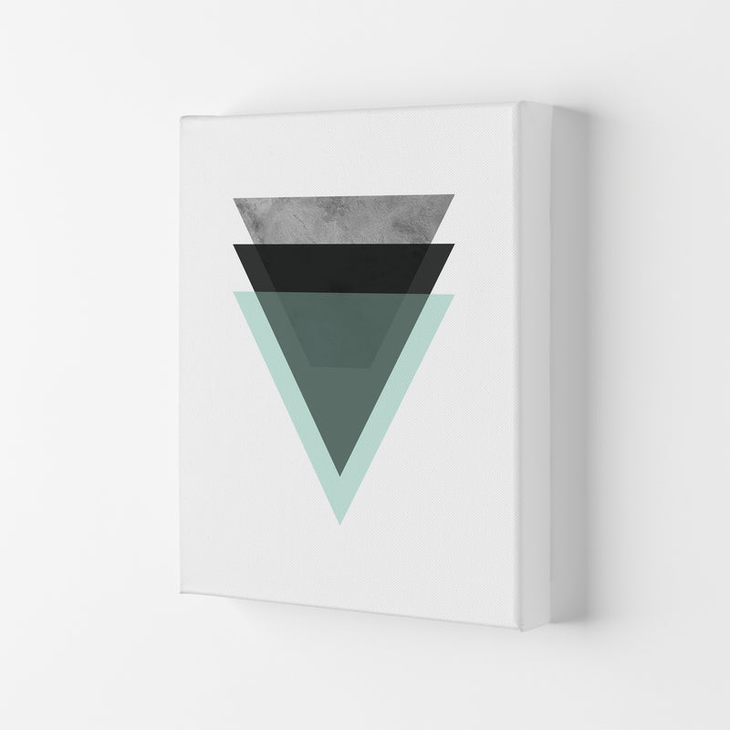 Geometric Mint And Black Triangles  Art Print by Pixy Paper Canvas
