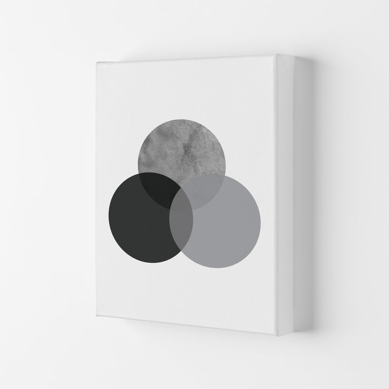 Geometric Grey And Black Circles  Art Print by Pixy Paper Canvas