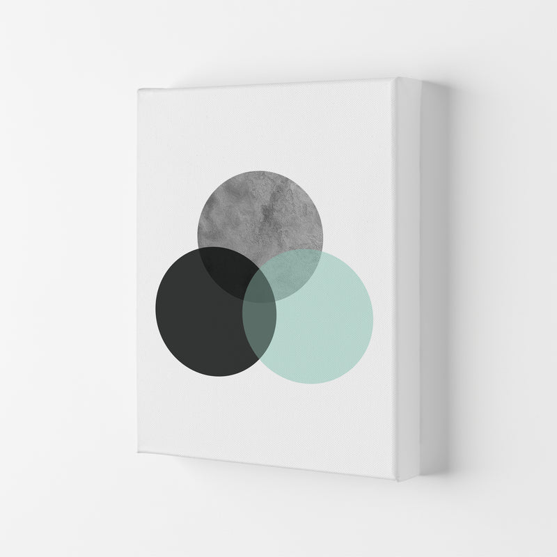 Geometric Mint And Black Circles  Art Print by Pixy Paper Canvas
