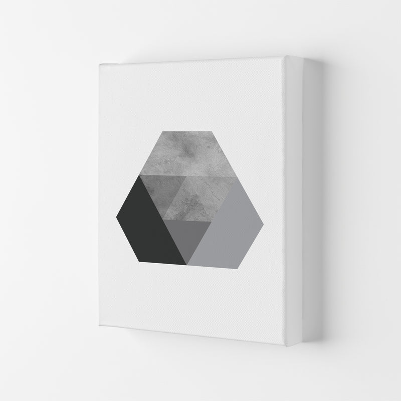Geometric Grey And Black Hexagon  Art Print by Pixy Paper Canvas