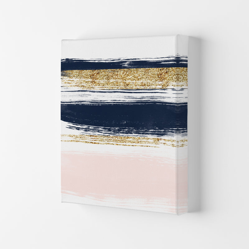 Lux Navy And Pink Paint Stripes  Art Print by Pixy Paper Canvas