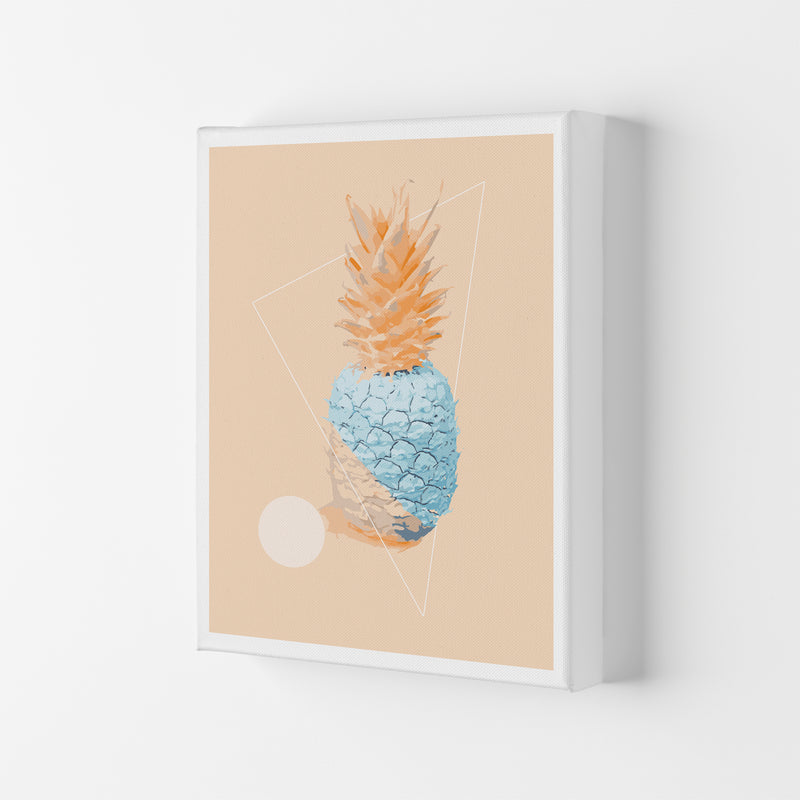Pineapple In Blue With Peach  Art Print by Pixy Paper Canvas