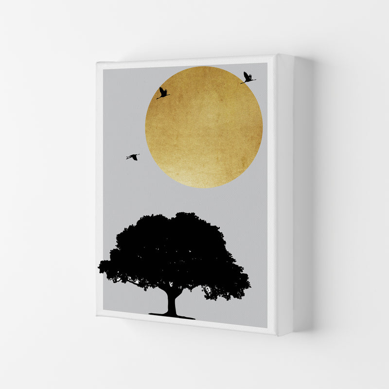 Gold Sun And Tree Abstract  Art Print by Pixy Paper Canvas