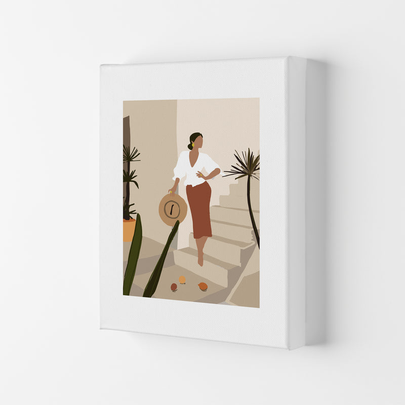 Mica Girl On Stairs N8  Art Print by Pixy Paper Canvas