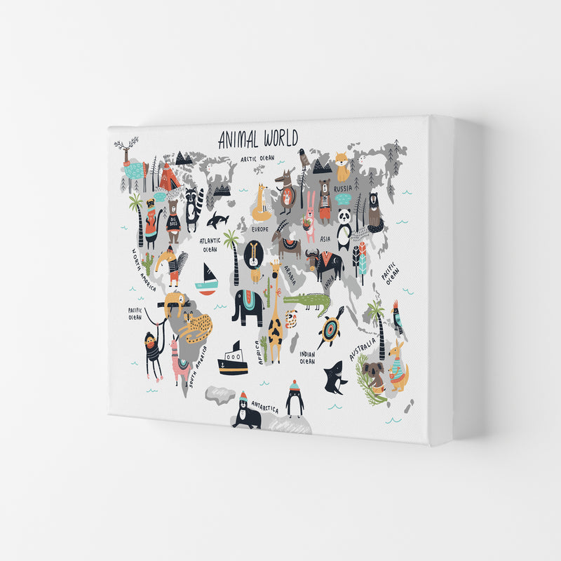 Animal World Map  Art Print by Pixy Paper Canvas