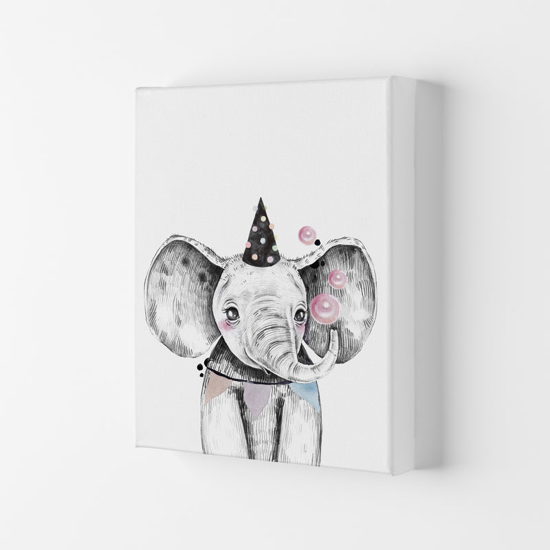Safari Babies Elephant With Party Hat  Art Print by Pixy Paper Canvas