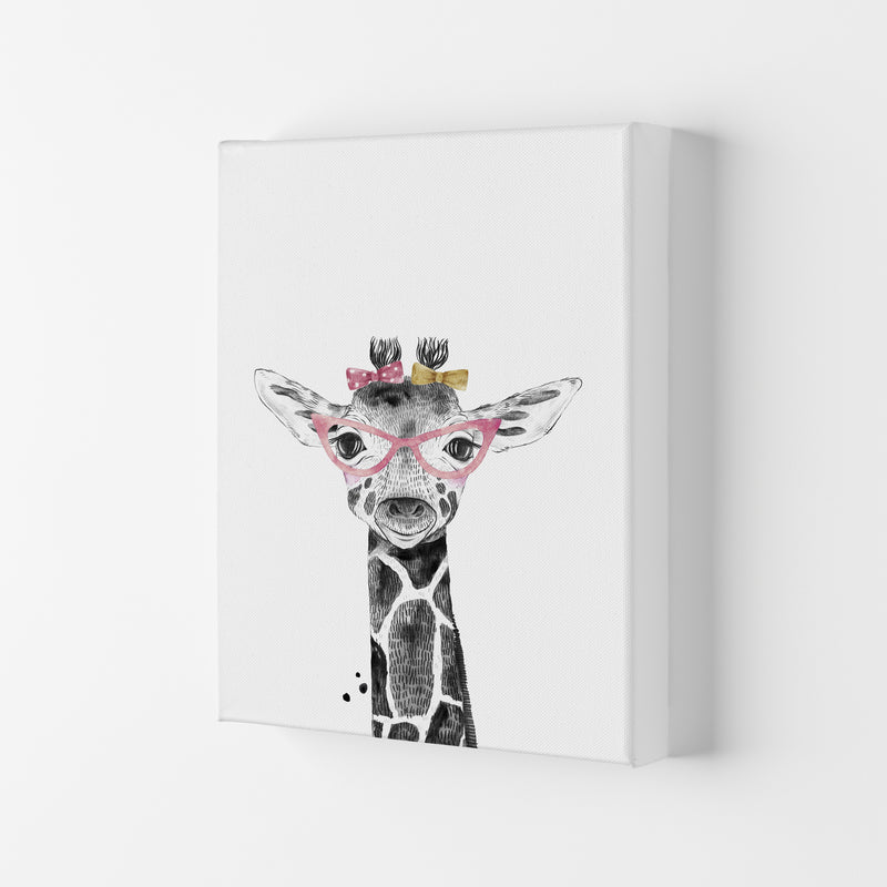 Safari Babies Giraffe With Glasses  Art Print by Pixy Paper Canvas