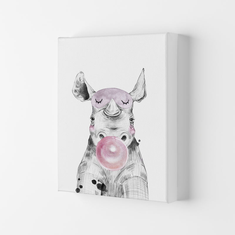 Safari Babies Rhino With Bubble  Art Print by Pixy Paper Canvas