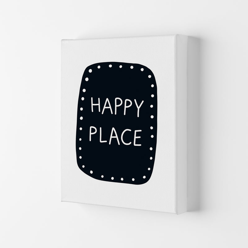 Happy Place Super Scandi Black  Art Print by Pixy Paper Canvas