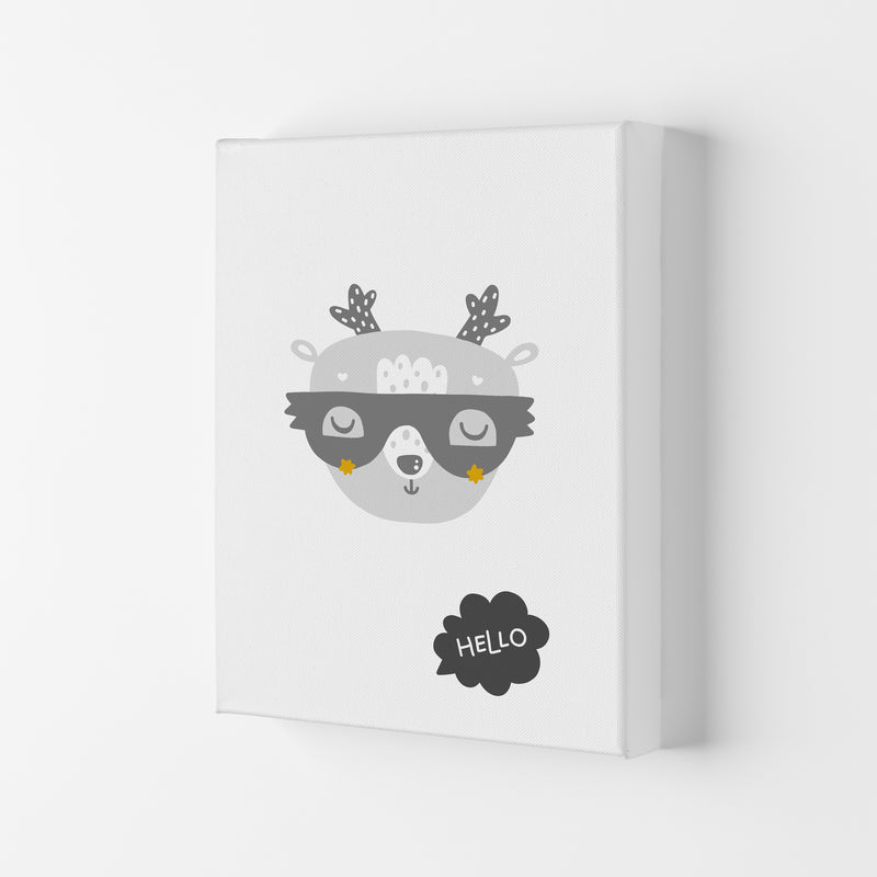 Hello Animal Super Scandi Grey  Art Print by Pixy Paper Canvas