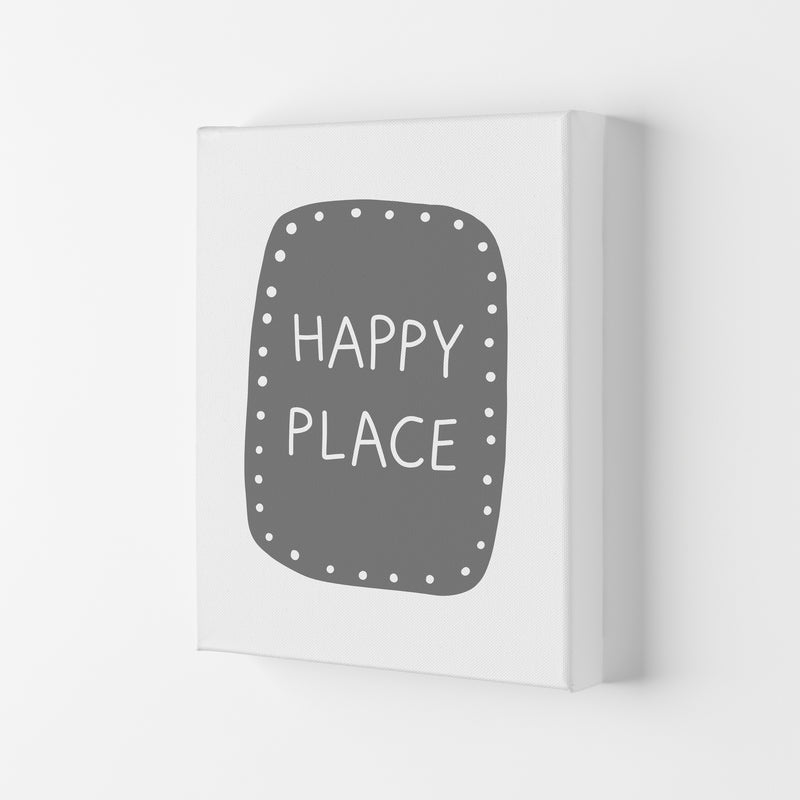 Happy Place Super Scandi Grey  Art Print by Pixy Paper Canvas