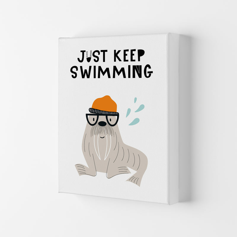 Just Keep Swimming Animal Pop  Art Print by Pixy Paper Canvas