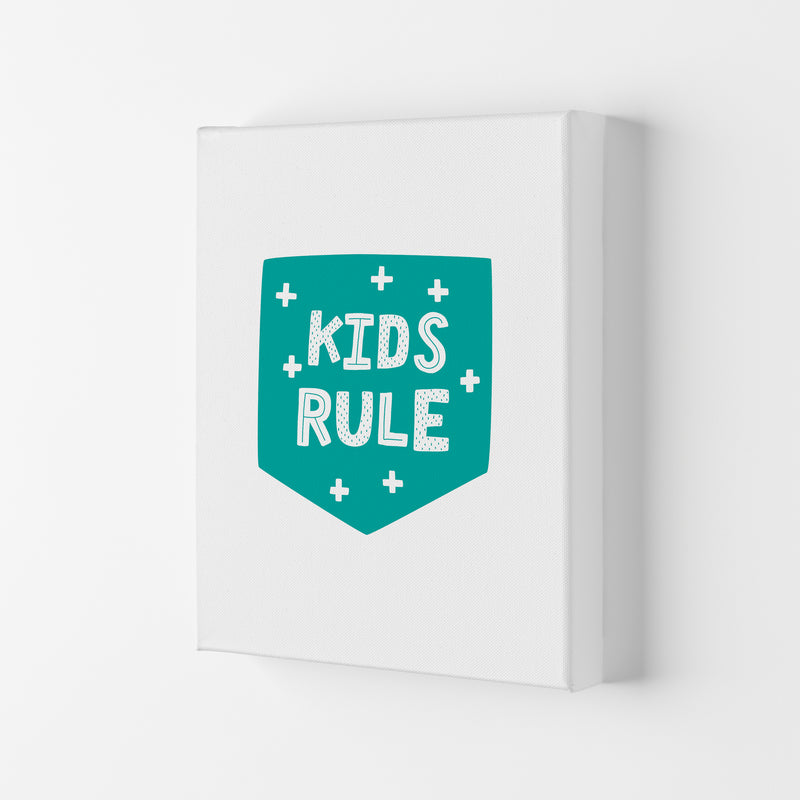 Kids Rule Teal Super Scandi  Art Print by Pixy Paper Canvas