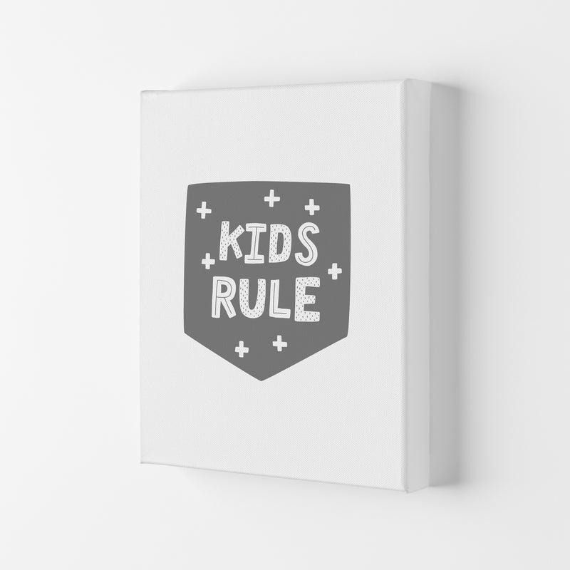 Kids Rule Super Scandi Grey  Art Print by Pixy Paper Canvas