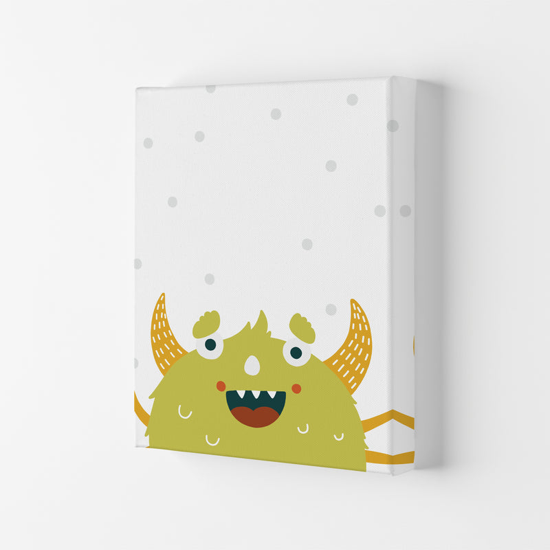 Little Monsters Green Happy  Art Print by Pixy Paper Canvas