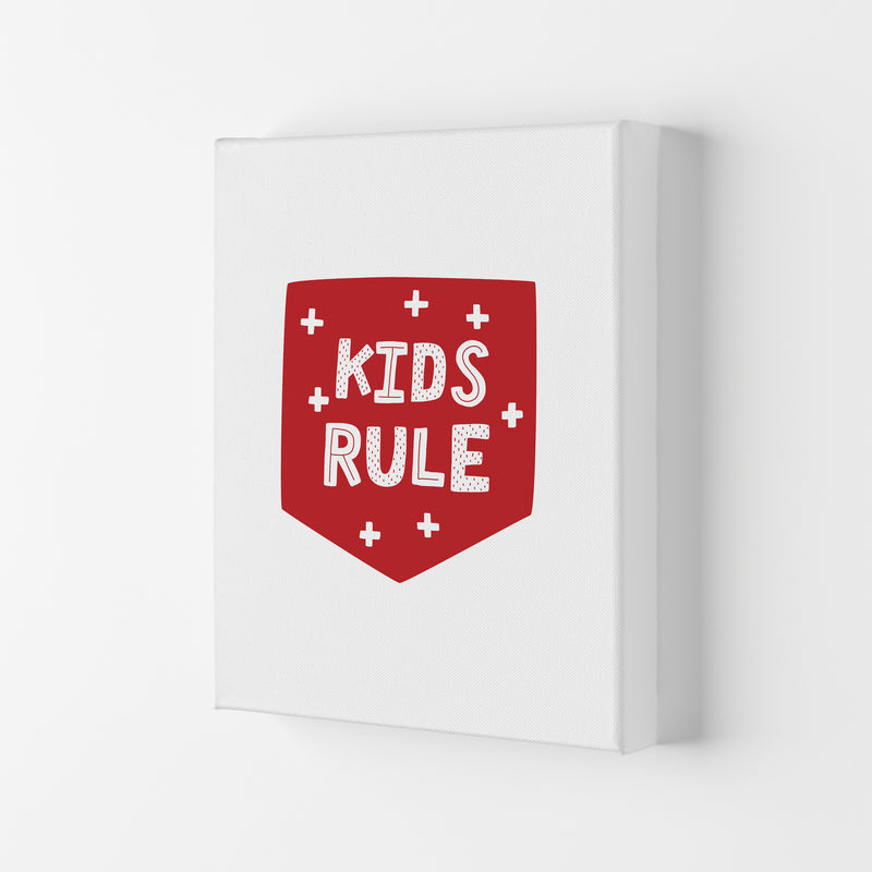 Kids Rule Red Super Scandi  Art Print by Pixy Paper Canvas