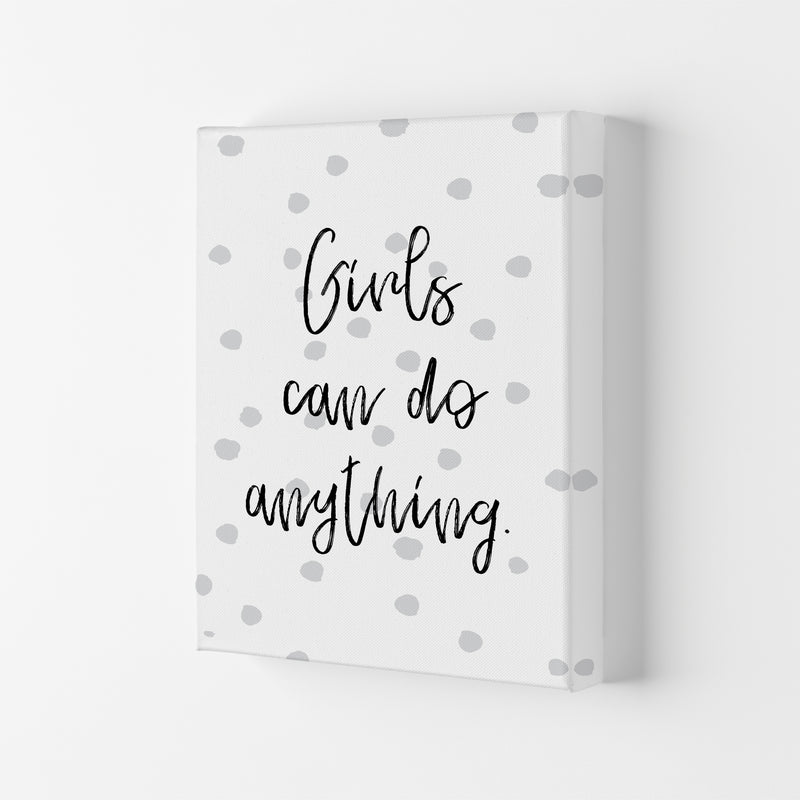 Girls Can Do Anything Grey  Art Print by Pixy Paper Canvas