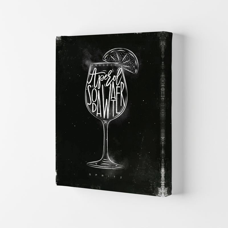 Prosecco Spritz Cocktail Black  Art Print by Pixy Paper Canvas