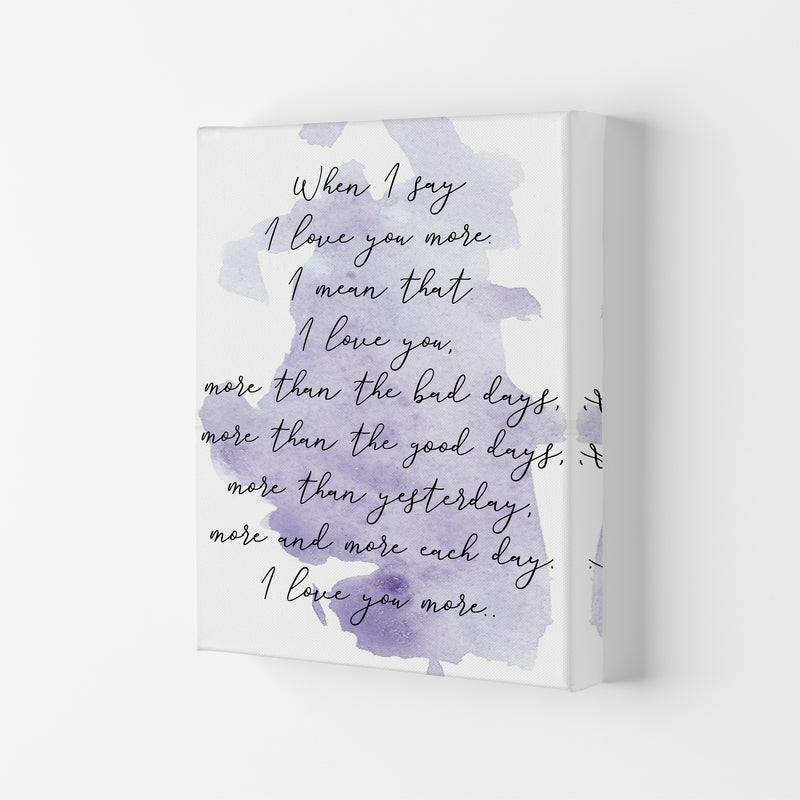 Love You More Purple  Art Print by Pixy Paper Canvas
