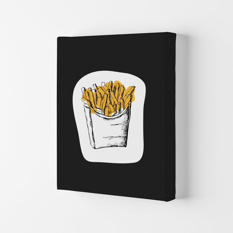 Kitchen Pop Fries Off Black Art Print by Pixy Paper Canvas