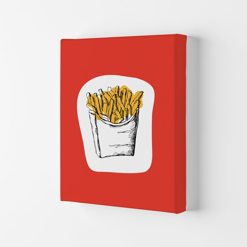 Kitchen Pop Fries Red Art Print by Pixy Paper Canvas
