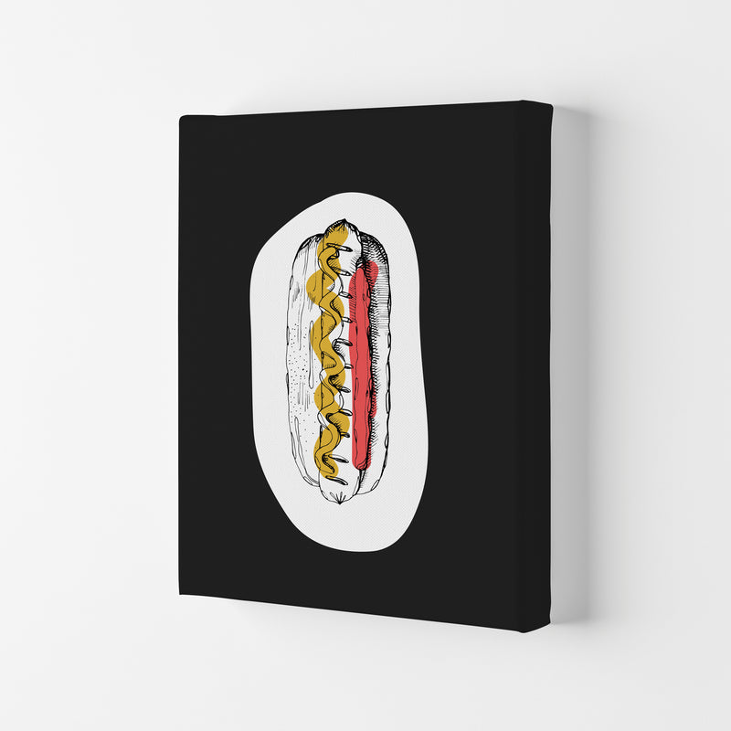 Kitchen Pop Hot Dog Off Black Art Print by Pixy Paper Canvas