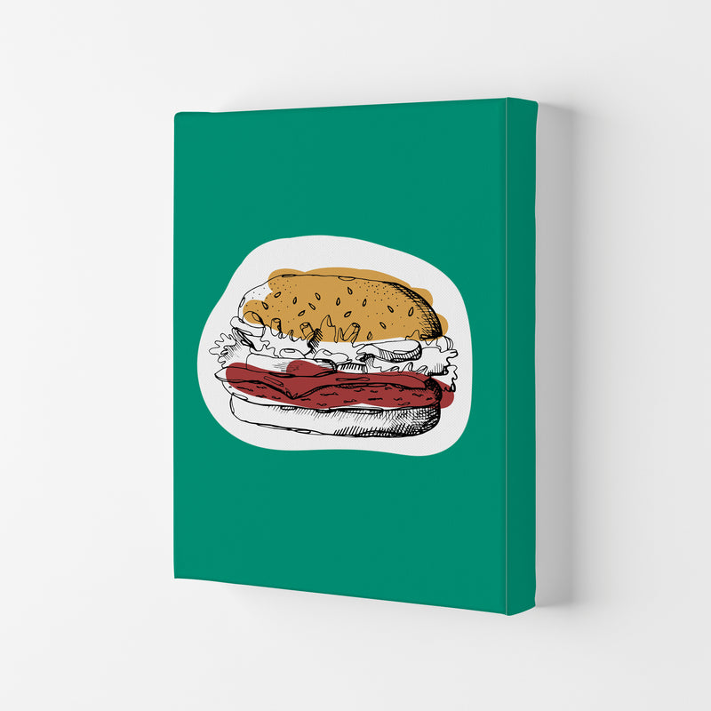 Kitchen Pop Burger Teal Art Print by Pixy Paper Canvas