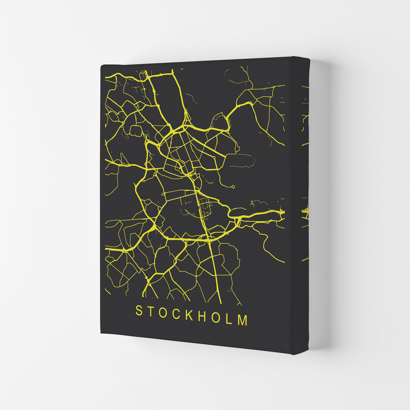 Stockholm Map Neon Art Print by Pixy Paper Canvas